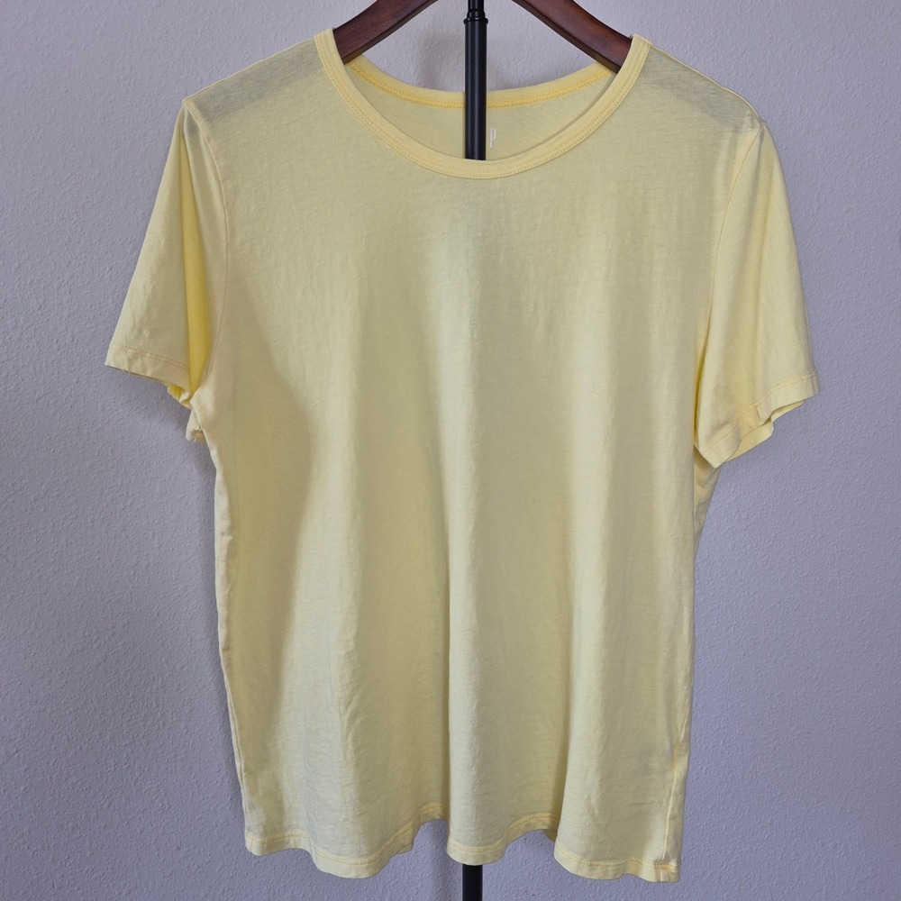 GAP T-Shirt Short Sleeve Crew Neck Cotton Pale Yellow Large